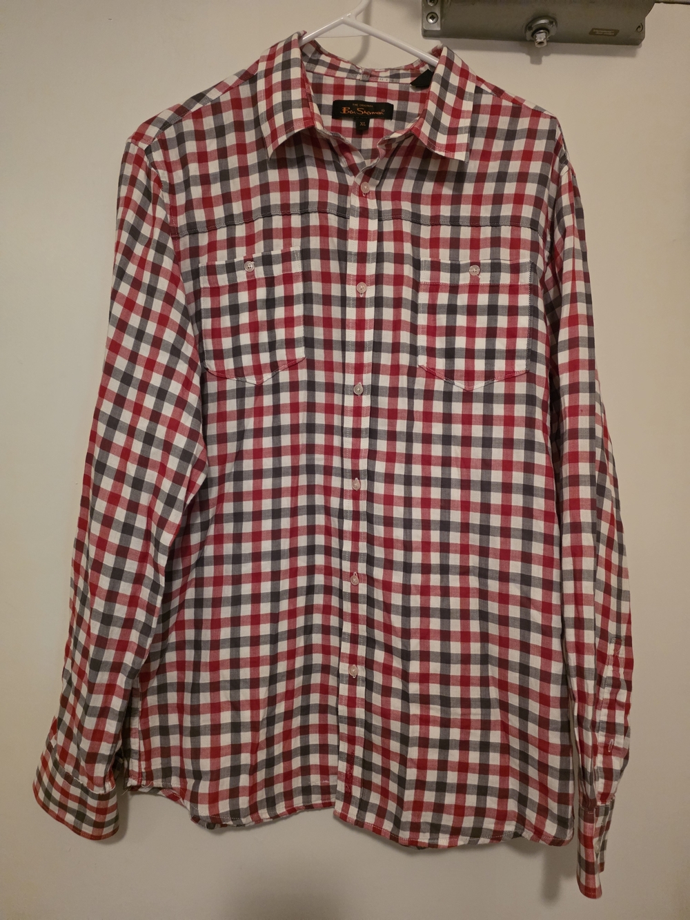 Ben Sherman Red, White & Gray Plaid Button-Down Shirt